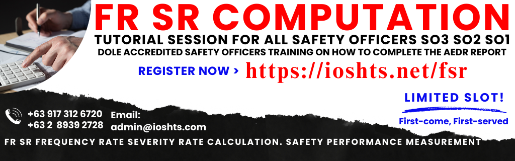 FR Computation SR Computation Frequency Rate Severity Rate Computation Safety Performance Measurement Seminar for Safety Officer Online's Enrollment Cover